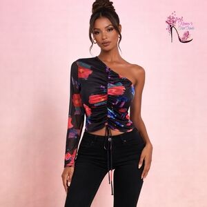 NWT One-Shoulder Multicolor Top